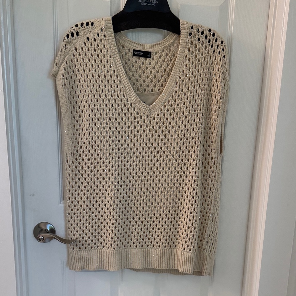 Simply Vera Vera Wang Cream V-Neck Sweater